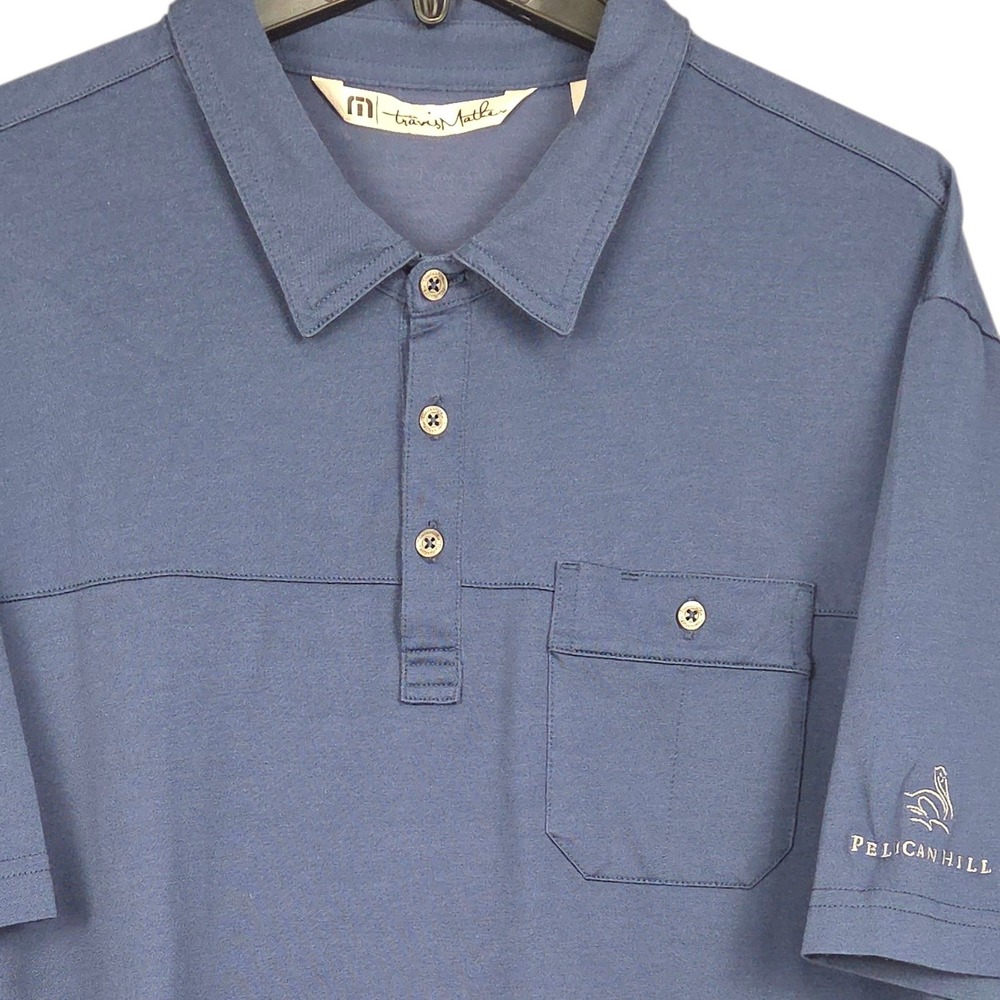 Travis Mathew Polo Shirt Mens‎ XXL Blue Short Sleeve Pelican Hill Golf Casual